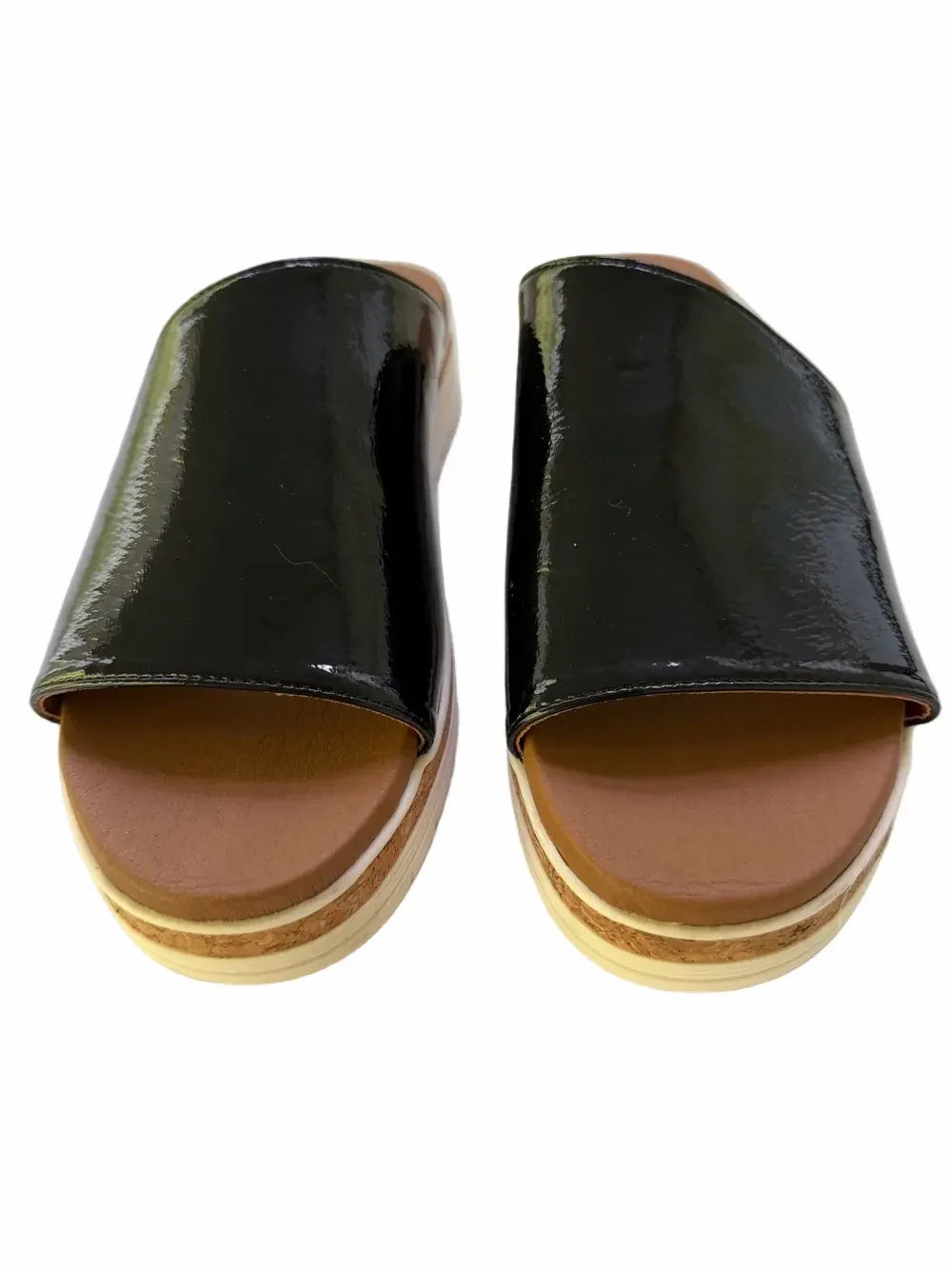 ADRIENNE VITTADINI Sport Provence Sandals Faux Black Patent Leather Size 9